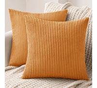 MIULEE Lot de 2 Decorative Housse de Coussin en Velours Côtelé Canapé Taie d'oreiller Douce pour Maison Salon Chambre Clic Clac 40x40cm Orange Brûlée