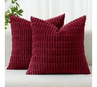 MIULEE Lot de 2 Housses de Coussin Carrées en Velours Côtelé Bourgogne 45 x 45 cm Boho Taie d'oreiller Décorative pour Salon Canapé Chambre