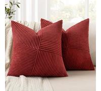 MIULEE Lot de 2 Housses de Coussins Corduroy Housses de Coussins décoratives avec Fermeture éclair cachée Convient pour Chambre à Coucher Salon Vin Rouge 40X40 CM