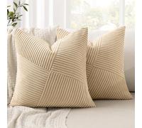 MIULEE Lot de 2 Housses de Coussins Corduroy Housses de Coussins décoratives avec Fermeture éclair cachée Convient pour Chambre à Coucher Salon Couleur Beige 50X50 CM