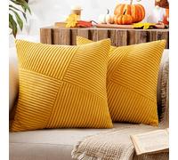 MIULEE Lot de 2 Housses de Coussins Corduroy Housses de Coussins décoratives avec Fermeture éclair cachée Convient pour Chambre à Coucher Salon Jaune Gingembre 40X40 CM