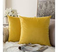 MIULEE Lot de 2 Housses de Coussins en Velours Décoratif Canapé Taie d'oreiller Super Lisse Doux Confortable Decoration Maison Salon Chambre pour Canapé 40X40CM Jaune