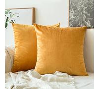 MIULEE Lot de 2 Housses de Coussins en Velours Décoratif Canapé Taie d'oreiller Super Lisse Doux Confortable Decoration Maison Salon Chambre pour Canapé 50X50CM Golden