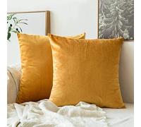 MIULEE Lot de 2 Housses de Coussins en Velours Décoratif Canapé Taie d'oreiller Super Lisse Doux Confortable Decoration Maison Salon Chambre pour Canapé 40X40CM Golden