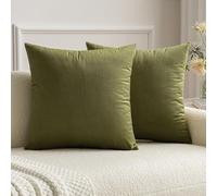MIULEE Lot de 2 Housses de Coussins en Velours Décoratif Canapé Taie d'oreiller Super Lisse Doux Decoration Maison Salon Chambre pour Canapé 2 Pièces 40X40CM Vert Armée