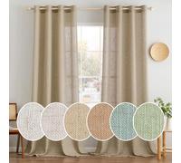 MIULEE Lot de 2 Rideaux en Lin Translucide avec Oeillets Rideaux Modernes pour Deux Portes de Balcon pour Salon Chambre à Coucher HxL 225x140 cm Marron Clair