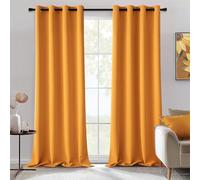 MIULEE Lot de 2 Rideaux Opaques avec œillets - Jolis Rideaux occultants et Doux - pour Chambre à Coucher et Salon - Protection Contre Le Froid - 140 x 260 cm - Jaune Moutarde