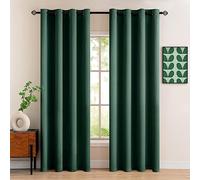 MIULEE Lot de 2 rideaux opaques avec œillets - Rideaux occultants et doux - Pour chambre à coucher et salon - Protection contre le froid - 140 x 215 cm - Vert foncé