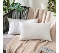 MIULEE Lot de 2 Taie d'oreiller Extérieure Imperméable en Polyester Doux avec Surface Hydrofugfe Housse de Coussin de Jardin Décoratif pour Salon Chambre 30x50cm Beige