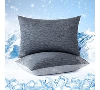 MIULEE Lot de 2 Taie d'oreiller Froid Fraicheur Housse de Coussin d'été Refroidissant en Soie Polyester Dodo Soyeux Confortable Style Europenne pour Lit Sofa Chambre 50X75CM Gris