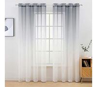 MIULEE Lot de 2 Voilages Dégradé à Oeillet Rideaux Moustiquaires de Fenêtre en Polyester de Couleur Changée Voile Ombre Demi-Transparent Décoration pour Salon Chambre Bureau 140x260cm LxH Gris