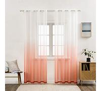 MIULEE Lot de 2 Voilages Rideaux Dégradé à Oeillet Moustiquaires de Fenêtre en Polyester de Couleur Changée Voile Ombre Demi-Transparent Décor pour Salon Chambre Bureau 140x225CM(L x H) Roux Tendre