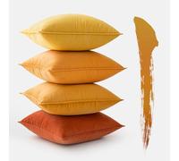 MIULEE Lot De 4 Housses De Coussin en Velours 45x45cm Orange Housse Coussin Housse De Coussin Coussin Canape Decoration Coussin Coussin Peluche Confort Sharon Coussins De Canapé Salon