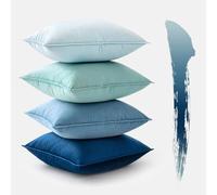 MIULEE Lot De 4 Housses De Coussin en Velours 50x50cm Bleue Housse Coussin Housse De Coussin Coussin Canape Decoration Coussin Coussin Peluche Confort Sharon Coussins De Canapé Salon