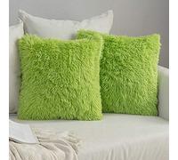 MIULEE Noël Lot de 2 Housse Coussin de Canapé Fausse Fourrure Deluxe Decoration canapé Maison Chambre Lit Super Doux Peluche Taie d'oreiller 45X45cm Vert