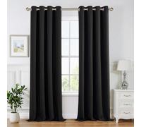 MIULEE Noir Rideau Occultant Thermique Anti Chaleur 140x280 Lot de 2, Fenetre Rideaux Salon à Oeillets Intérieurs, Doux et Esthétiques Rideau Opaque Occultant Isolants Chambre Maison