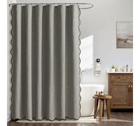 MIULEE Rideau de Douche en Lin Texturé Ondulé 120x200 cm Gris, Luxe Rideau de Douche Imperméable, Anti-Moisissure Tissu Lavable Rideaux de Bain pour Salle de Bain avec 8 Crochets Métalliques.