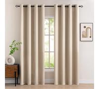 MIULEE Rideau Occultant Beige Foncé à Oeillets 140x200 CM Lot de 2, Rideaux Opaque Doux et Esthétiques, Rideau Occultant Thermiques Anti Chaleur Intérieurs, Rideaux Salon Moderne Chambre
