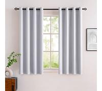 MIULEE Rideau Occultant Blanc Gris à Oeillets 117x137 CM Lot de 2, Rideaux Opaque Doux et Esthétiques, Rideau Occultant Thermiques Anti Chaleur Intérieurs, Rideaux Salon Moderne Chambre