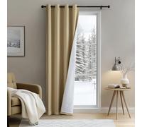 MIULEE Rideau Thermique Isolant Anti Froid et Chaleur avec Doublure, Taupe Rideau de Porte Isolant Thermique Lot de 1 (L 132 x H 225 CM), Double Rideaux Occultant et Thermique Epais