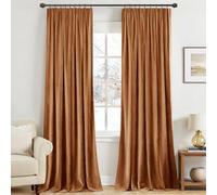 MIULEE Rideau Velours Galon Fronceur 2 pièces Marron Doré 140x225cm | Rideau en velours épais semi-occultant, isolation thermique, galon fronceur, style luxueux adapté à toutes les pièces