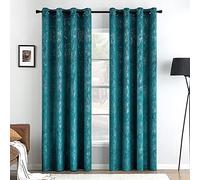 MIULEE Rideau Velours Opaque Isolant œillets 2p L140 H145 Bleu-Vert