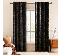 MIULEE Rideau Velours Opaque Isolant œillets 2p L140 H145 Noir