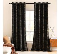 MIULEE Rideaux en Velours Décoratifs Doux Rideau Opaque Rideau Thermique Rideaux Velours Oeillets Rideau pour Chambre et Salon Lot de 2 140x280 cm Noir