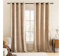 MIULEE Rideaux en Velours Décoratifs Doux Rideau Opaque Rideau Thermique Rideaux Velours Oeillets Rideau pour Chambre et Salon Lot de 2 140x280 cm Beige