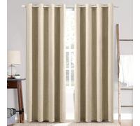 MIULEE Rideaux Opaques Rideaux isolants Thermiques avec Oeillets Rideaux en Lin 100% Opaques Rideaux occultants de Protection Contre Le Froid pour Le Salon Lot de 2, 140 x 260 cm Taupe