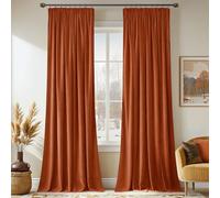 MIULEE Rideaux Velours avec Galon Fronceur 140x280 CM Lot de 2, Belle Luxueux Semi-occultant Orange Rouge, Moderne Rideau Salon Chambre Fenetre, Epais Thermique