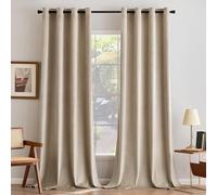 MIULEE Rideaux Velours Beige 140x245 CM Lot de 2, Luxurious Doux Semi-occultant Rideau à Oeillets, Rideau Thermique Isolant Anti Chaleur Velours pour Chambre, Opaque Rideaux Salon Moderne