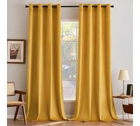 MIULEE Rideaux Velours Jaune Moutarde 140x260 CM Lot de 2, Luxurious Doux Semi-occultant Rideau à Oeillets, Rideau Thermique Isolant Anti Chaleur Velours pour Chambre, Opaque Rideaux Salon Moderne