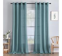 MIULEE Rideaux Voilage Oeillets Fenêtre Panneau Semi-translucide Aspect Lin Rideau Moderne Cuisine Chambre Salon Décoration de Maison Lumière Filtrer avec Motif de Croix Bleu 140 x 225 cm