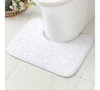 MIULEE Tapis de Bain Style Galets Antidérapant en Mousse à Mémoire - Ultra Doux, Absorbant, Séchage Rapide, Lavable en Machine, Tapis de Salle de Bain pour Douche, Baignoire - 50x40 cm， Blanc