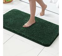 MIULEE Tapis Salle de Bain 1 Pièce Absorbant Antidérapant en Haute Hygroscopicité Fourrure Tapis d'Entrée pour la Douche Super Doux pour Chambre à Coucher Entrée de Cuisine 60x90CM Vert Foncé