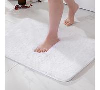 MIULEE Tapis Salle de Bain 1 Pièce Absorbant Antidérapant en Haute Hygroscopicité Fourrure Tapis d'Entrée pour la Douche Super Doux pour Chambre à Coucher Entrée de Cuisine 40x60CM Blanc