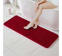 MIULEE Tapis Salle de Bain 1 Pièce Absorbant Antidérapant en Haute Hygroscopicité Fourrure Tapis d'Entrée pour la Douche Super Doux pour Chambre à Coucher Entrée de Cuisine 45x120CM Rouge