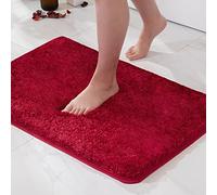 MIULEE Tapis Salle de Bain 1 Pièce Absorbant Antidérapant en Haute Hygroscopicité Fourrure Tapis d'Entrée pour la Douche Super Doux pour Chambre à Coucher Entrée de Cuisine 60x90CM Rouge