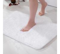 MIULEE Tapis Salle de Bain 1 Pièce Absorbant Super Doux Blanc 40x60cm | Antidérapant en Haute Hygroscopicité Fourrure Tapis d'Entrée pour la Douche pour Chambre à Coucher Entrée de Cuisine