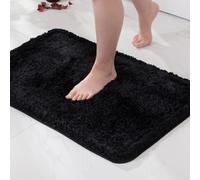 MIULEE Tapis Salle de Bain 1 Pièce Absorbant Super Doux Noir 40x60cm | Antidérapant en Haute Hygroscopicité Fourrure Tapis d'Entrée pour la Douche pour Chambre à Coucher Entrée de Cuisine