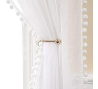 MIULEE Voilage Pompons œillets 2p L140 H225 Blanc | Voilage décoratif à pompons boule avec œillets, style mignon pour chambre bébé et salon