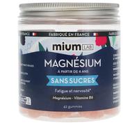 Mium Lab - Gummies Magnésium & Vitamine B6 Sans Sucres - Fatigue, Stress & Nervosité - Goût Fruits Rouges - 42 Gummies