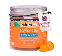 Mium Lab - Gummies Safran Enfants & Adultes - Gummies Sans Sucres - 40mg Safran & Vitamine B6 - Programme 3 à 6 Semaines - Fabriqué en France - Hautement Dosé en safran et Concentré