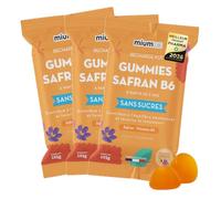 Mium Lab - Gummies Safran et Vitamine B6 - Enfants et Adultes - Éco-recharge 9 à 27 semaines - Humeur Positive et Relaxation - Hautement dosé (40mg) - Sans sucres - Saveur Pêche - Fabriqué en France
