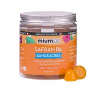 Mium Lab - Gummies Safran Hautement dosé (40mg) et Vitamineamine B6 sans sucres - Enfants et Adultes - Formule exclusive - Programme 3 à 6 semaines - Saveur Pêche - Fabriqué en France