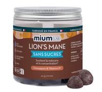 Mium Lab - Lions Mane (Crinière de Lion) - Gummies sans sucre - Extrait 18:1 hautement concentré d’Hericium erinaceus - Complément alimentaire à base de champignon adaptogène - Fabriqué en France