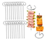 MIUPOO Lot de 18 brochettes verticales en métal en acier inoxydable réutilisables pour fruits, viande, barbecue, 10,2 cm.