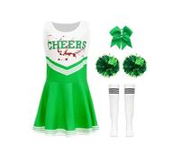 Miutii Costume de chef de pom-pom girl 4 pièces. Robe effrayante sanglante pour Halloween, carnaval, fête, vert, 116-122