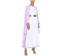 Miutii Costume de déesse grecque pour femme - Robe grecque blanche antique - Robe romaine - Fête à thème - Spectacle - Costume de danse - Violet - XXL